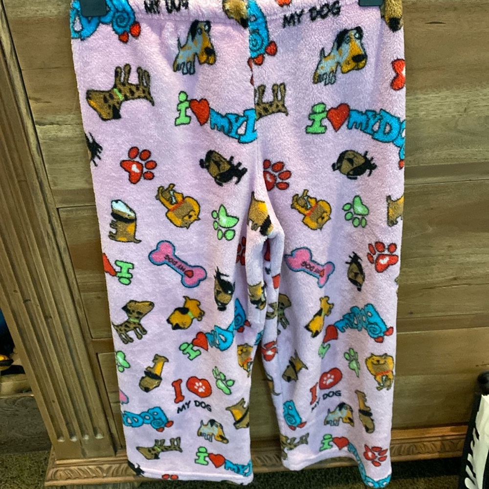 Fuzzy pant pj.  Cozy and soft.